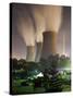 Towers Above Homes Along Kanawha River, John E. Amos Power Plant, Winfield, West Virginia, Usa-Paul Souders-Stretched Canvas