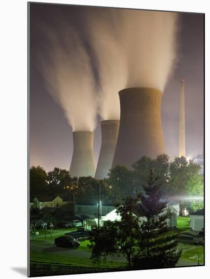 Towers Above Homes Along Kanawha River, John E. Amos Power Plant, Winfield, West Virginia, Usa-Paul Souders-Mounted Photographic Print