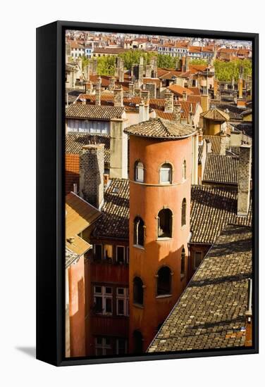 Towers and Roofs in Old Lyon-Massimo Borchi-Framed Stretched Canvas