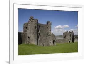 Towers and Wall Inside Llansteffan Castle, Llansteffan, Carmarthenshire, Wales, United Kingdom-Julian Pottage-Framed Photographic Print