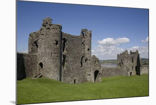 Towers and Wall Inside Llansteffan Castle, Llansteffan, Carmarthenshire, Wales, United Kingdom-Julian Pottage-Mounted Photographic Print