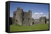 Towers and Wall Inside Llansteffan Castle, Llansteffan, Carmarthenshire, Wales, United Kingdom-Julian Pottage-Framed Stretched Canvas