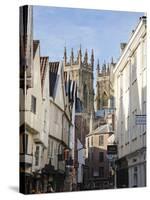 Towers of the Minster from Petergate, York, Yorkshire, England, United Kingdom, Europe-Mark Sunderland-Stretched Canvas