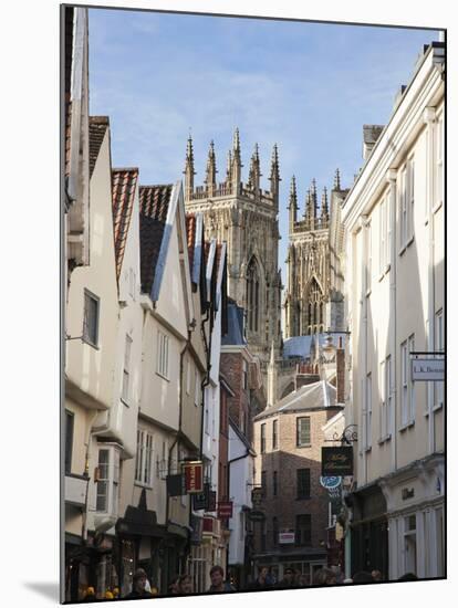 Towers of the Minster from Petergate, York, Yorkshire, England, United Kingdom, Europe-Mark Sunderland-Mounted Photographic Print