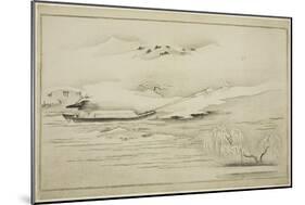 Towing a Barge in the Snow, from the Album the Silver World, 1790-Kitagawa Utamaro-Mounted Giclee Print