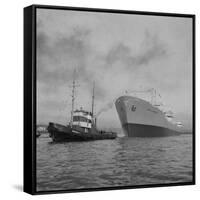 Towing the World Grandeur Ship-null-Framed Stretched Canvas