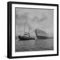 Towing the World Grandeur Ship-null-Framed Photographic Print