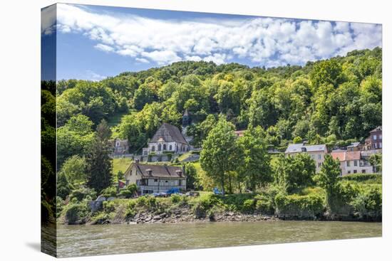 Town along Seine River, Normandy, France-Lisa S. Engelbrecht-Stretched Canvas