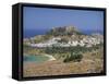 Town and Acropolis of Lindos Town, Rhodes, Dodecanese Islands, Greek Islands, Greece, Europe-Miller John-Framed Stretched Canvas