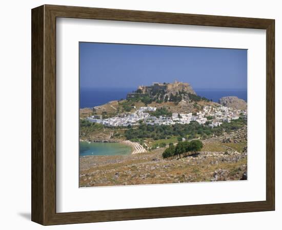 Town and Acropolis of Lindos Town, Rhodes, Dodecanese Islands, Greek Islands, Greece, Europe-Miller John-Framed Photographic Print