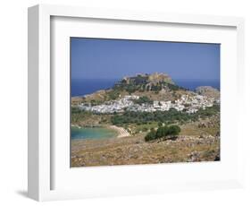 Town and Acropolis of Lindos Town, Rhodes, Dodecanese Islands, Greek Islands, Greece, Europe-Miller John-Framed Photographic Print