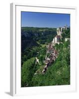 Town and Church Overlook a Green Valley at Rocamadour, Lot, Midi Pyrenees, France, Europe-Richardson Rolf-Framed Photographic Print
