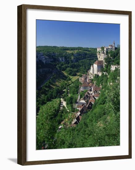 Town and Church Overlook a Green Valley at Rocamadour, Lot, Midi Pyrenees, France, Europe-Richardson Rolf-Framed Photographic Print