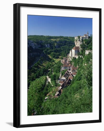 Town and Church Overlook a Green Valley at Rocamadour, Lot, Midi Pyrenees, France, Europe-Richardson Rolf-Framed Photographic Print