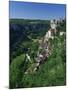 Town and Church Overlook a Green Valley at Rocamadour, Lot, Midi Pyrenees, France, Europe-Richardson Rolf-Mounted Photographic Print