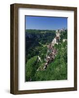 Town and Church Overlook a Green Valley at Rocamadour, Lot, Midi Pyrenees, France, Europe-Richardson Rolf-Framed Photographic Print