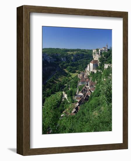 Town and Church Overlook a Green Valley at Rocamadour, Lot, Midi Pyrenees, France, Europe-Richardson Rolf-Framed Photographic Print