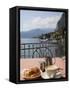 Town and Lakeside Cafe, Menaggio, Lake Como, Lombardy, Italian Lakes, Italy, Europe-Frank Fell-Framed Stretched Canvas