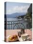 Town and Lakeside Cafe, Menaggio, Lake Como, Lombardy, Italian Lakes, Italy, Europe-Frank Fell-Stretched Canvas