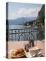 Town and Lakeside Cafe, Menaggio, Lake Como, Lombardy, Italian Lakes, Italy, Europe-Frank Fell-Stretched Canvas