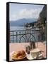 Town and Lakeside Cafe, Menaggio, Lake Como, Lombardy, Italian Lakes, Italy, Europe-Frank Fell-Framed Stretched Canvas