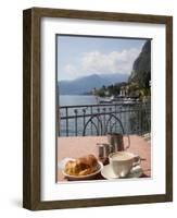 Town and Lakeside Cafe, Menaggio, Lake Como, Lombardy, Italian Lakes, Italy, Europe-Frank Fell-Framed Photographic Print