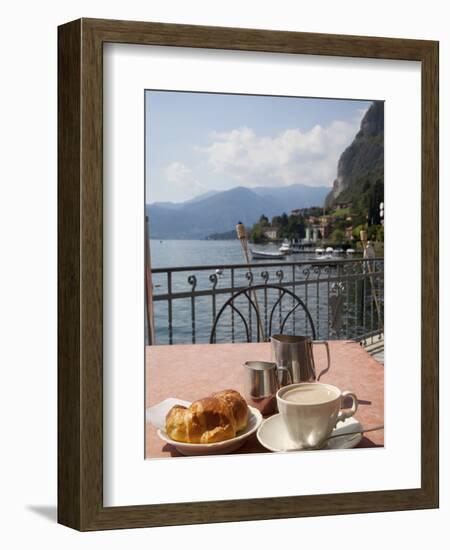 Town and Lakeside Cafe, Menaggio, Lake Como, Lombardy, Italian Lakes, Italy, Europe-Frank Fell-Framed Photographic Print