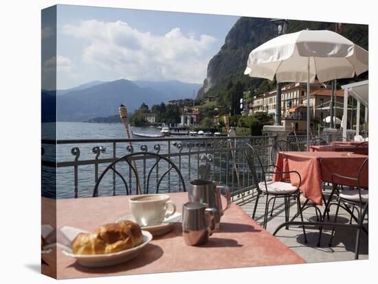 Town and Lakeside Cafe, Menaggio, Lake Como, Lombardy, Italian Lakes, Italy, Europe-Frank Fell-Stretched Canvas