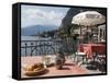 Town and Lakeside Cafe, Menaggio, Lake Como, Lombardy, Italian Lakes, Italy, Europe-Frank Fell-Framed Stretched Canvas