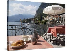 Town and Lakeside Cafe, Menaggio, Lake Como, Lombardy, Italian Lakes, Italy, Europe-Frank Fell-Stretched Canvas