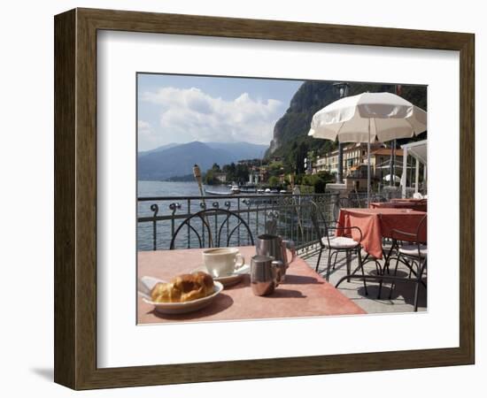 Town and Lakeside Cafe, Menaggio, Lake Como, Lombardy, Italian Lakes, Italy, Europe-Frank Fell-Framed Photographic Print