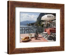 Town and Lakeside Cafe, Menaggio, Lake Como, Lombardy, Italian Lakes, Italy, Europe-Frank Fell-Framed Photographic Print