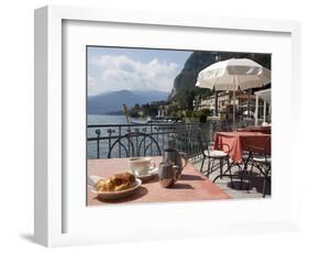 Town and Lakeside Cafe, Menaggio, Lake Como, Lombardy, Italian Lakes, Italy, Europe-Frank Fell-Framed Photographic Print