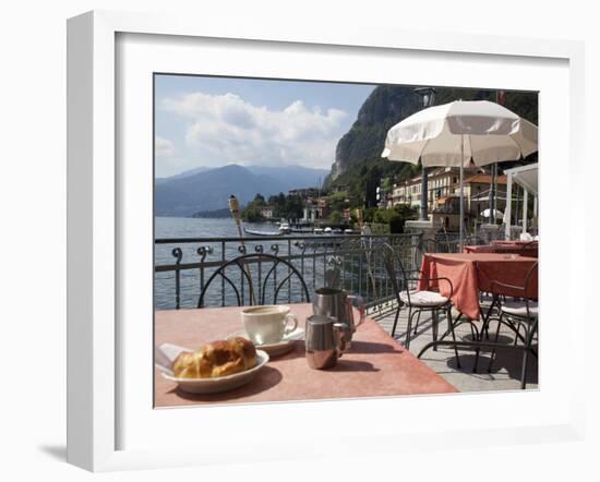 Town and Lakeside Cafe, Menaggio, Lake Como, Lombardy, Italian Lakes, Italy, Europe-Frank Fell-Framed Photographic Print