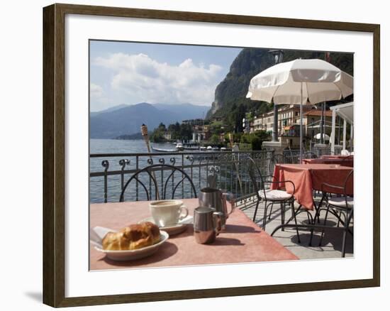 Town and Lakeside Cafe, Menaggio, Lake Como, Lombardy, Italian Lakes, Italy, Europe-Frank Fell-Framed Photographic Print