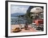 Town and Lakeside Cafe, Menaggio, Lake Como, Lombardy, Italian Lakes, Italy, Europe-Frank Fell-Framed Photographic Print