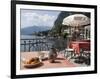 Town and Lakeside Cafe, Menaggio, Lake Como, Lombardy, Italian Lakes, Italy, Europe-Frank Fell-Framed Photographic Print