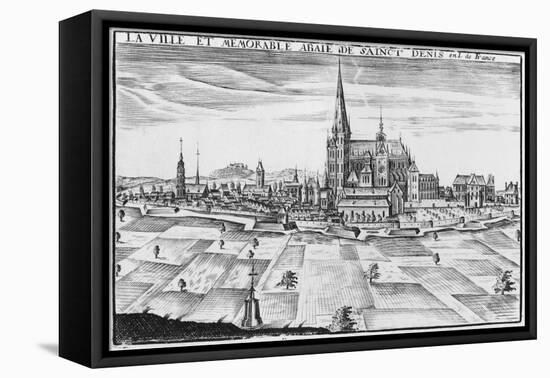 Town and Memorable Abbey of Saint-Denis (Engraving)-French-Framed Stretched Canvas