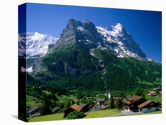 Town and Mountains, Grindelwald, Alps, Switzerland-Steve Vidler-Stretched Canvas