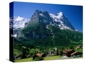 Town and Mountains, Grindelwald, Alps, Switzerland-Steve Vidler-Stretched Canvas