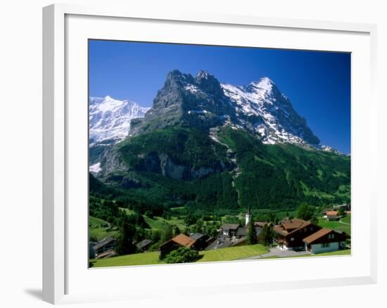 Town and Mountains, Grindelwald, Alps, Switzerland-Steve Vidler-Framed Photographic Print