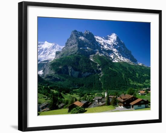 Town and Mountains, Grindelwald, Alps, Switzerland-Steve Vidler-Framed Photographic Print