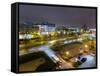 Town at Dusk, Milton Keynes, Buckinghamshire, England, United Kingdom, Europe-Charles Bowman-Framed Stretched Canvas