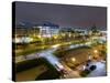 Town at Dusk, Milton Keynes, Buckinghamshire, England, United Kingdom, Europe-Charles Bowman-Stretched Canvas