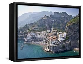 Town at the Waterfront, Amalfi, Atrani, Amalfi Coast, Salerno, Campania, Italy-null-Framed Stretched Canvas