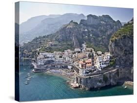 Town at the Waterfront, Amalfi, Atrani, Amalfi Coast, Salerno, Campania, Italy-null-Stretched Canvas