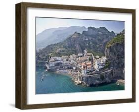 Town at the Waterfront, Amalfi, Atrani, Amalfi Coast, Salerno, Campania, Italy-null-Framed Premium Photographic Print