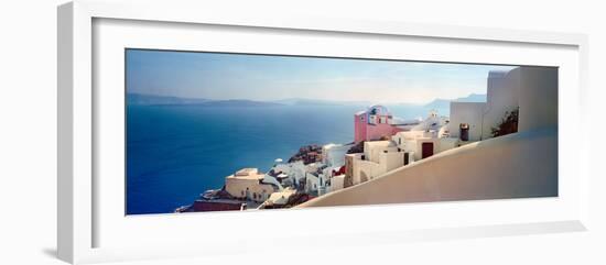 Town at the Waterfront, Santorini, Cyclades Islands, Greece-null-Framed Photographic Print