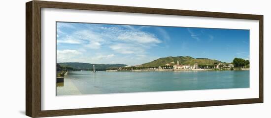 Town at the Waterfront, Vineyards on the Hill in Background, Tain-L'Hermitage, Rhone River-null-Framed Photographic Print
