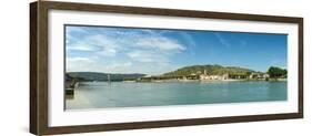 Town at the Waterfront, Vineyards on the Hill in Background, Tain-L'Hermitage, Rhone River-null-Framed Photographic Print